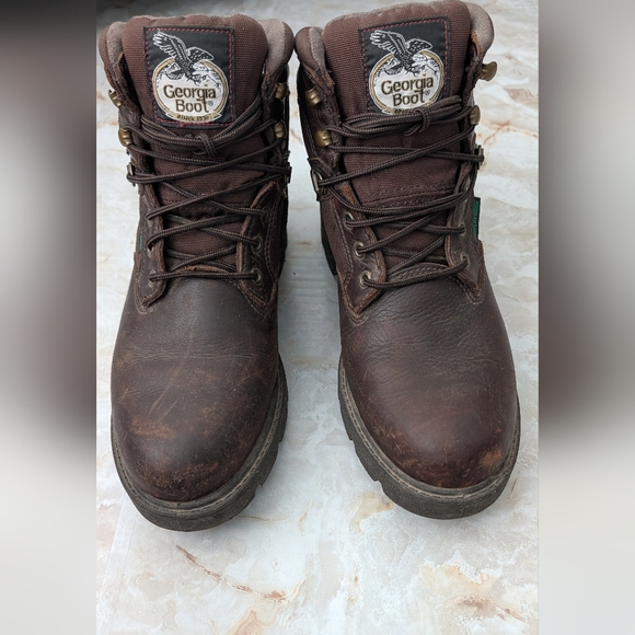 GeorgiaDark Brown Lace-Up Work Boots Waterproof Men 9.5 M